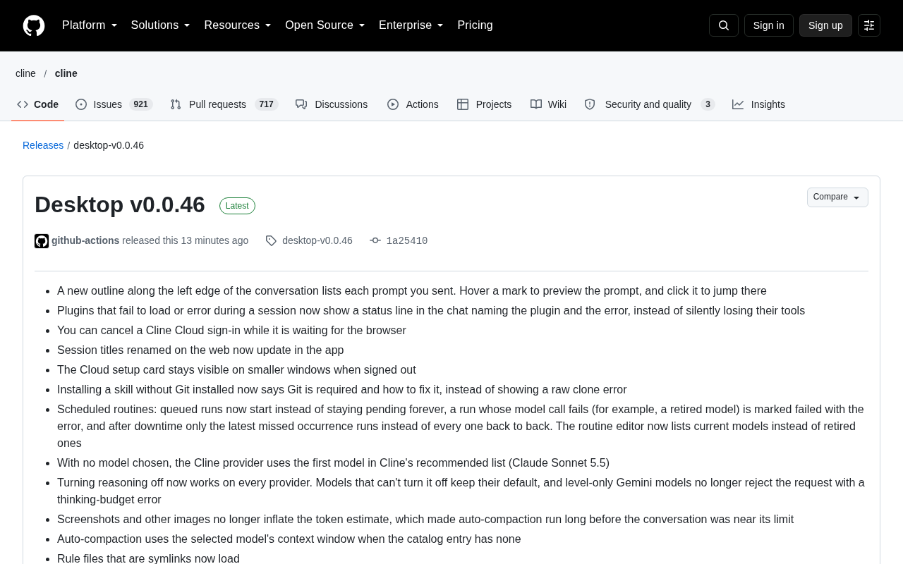 Cline Desktop v0.0.46 Update: Conversation Outline and Skill Discovery Go Live