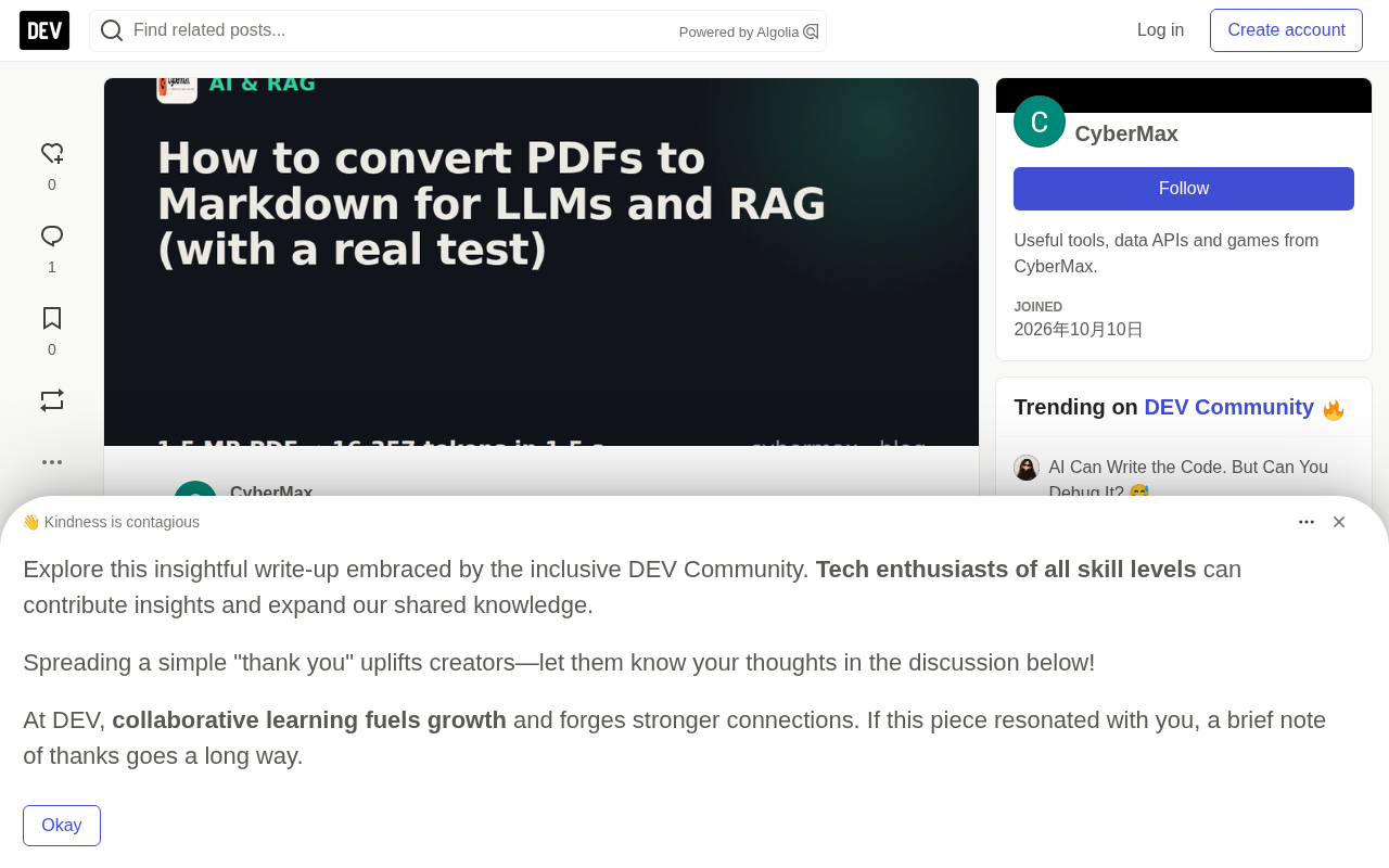 PDF to Markdown for LLMs and RAG: Real-World Tests and Pitfall Guide