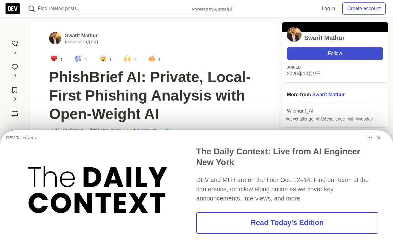 PhishBrief AI:本地优先的开源钓鱼邮件分析工具