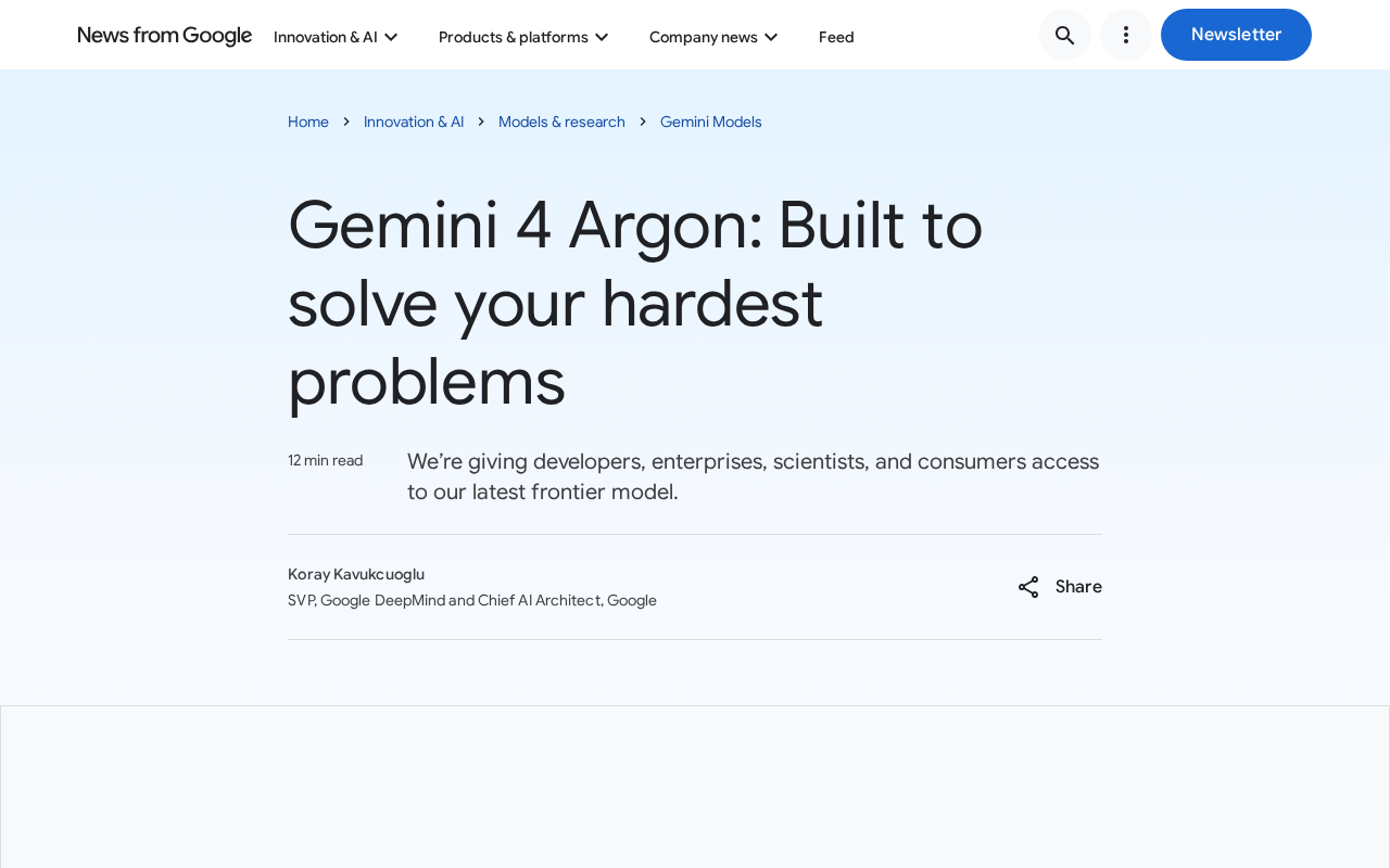 Gemini 4 Argon Released: A Frontier Model Built for the Hardest Problems