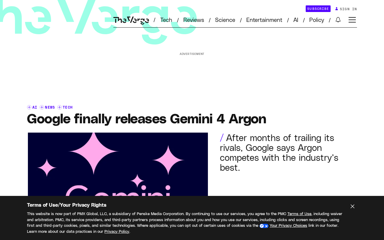 Google 发布 Gemini 4 Argon:前沿推理能力挑战行业最强