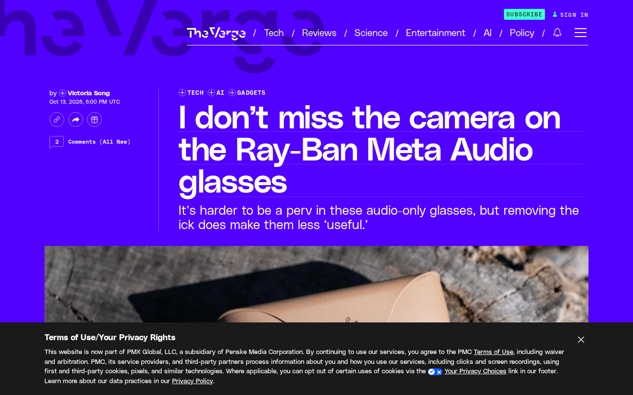 Ray-Ban Meta audio-only smart glasses