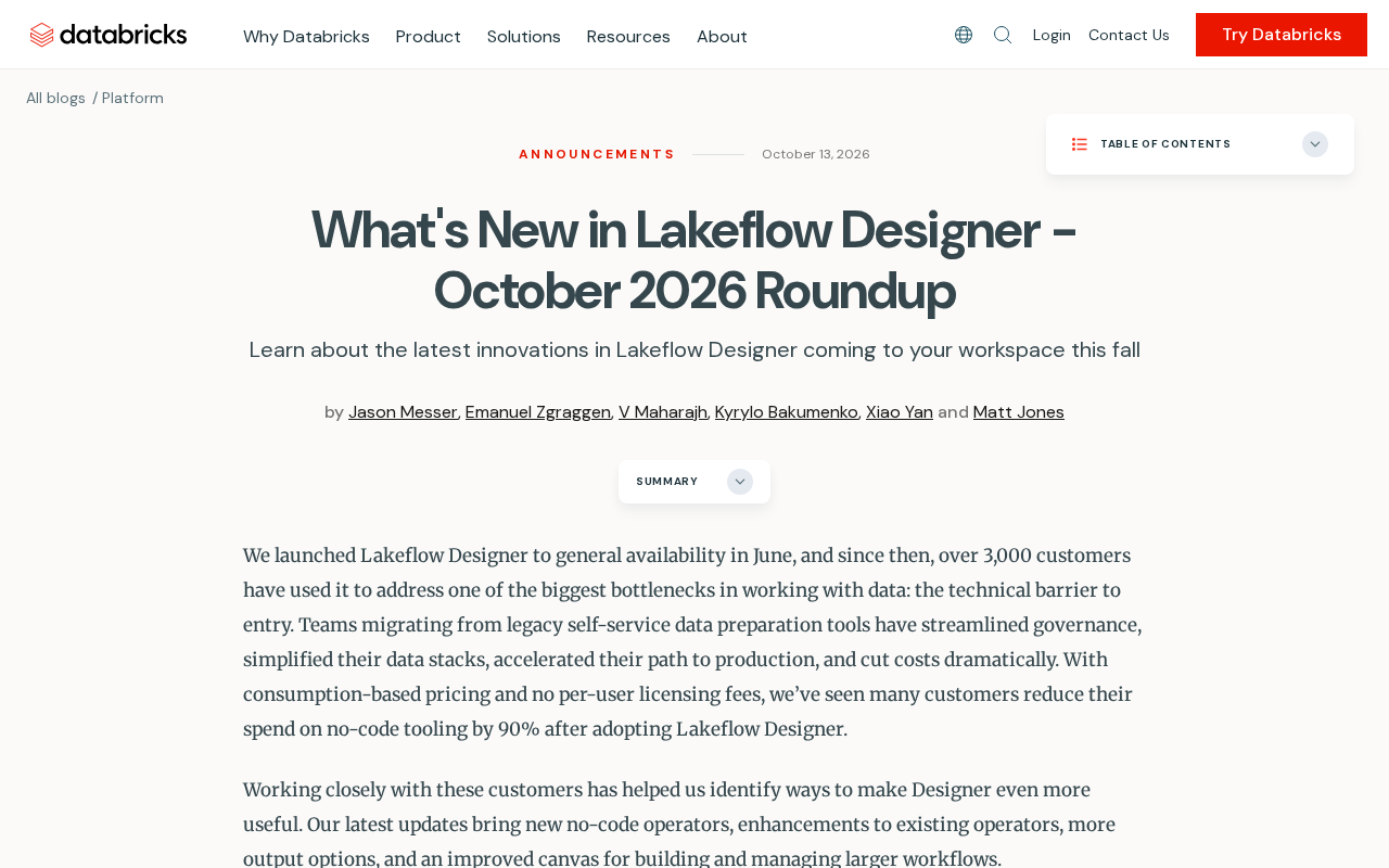 Lakeflow Designer October Update: New Features After GA and Data Pipeline Design Trends