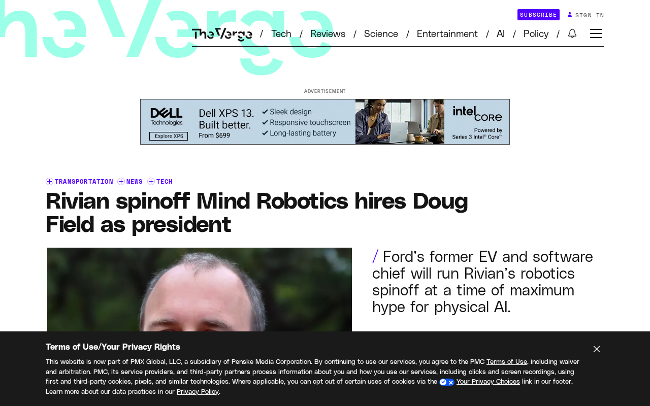 Rivian Spinoff Mind Robotics Hires Doug Field as President