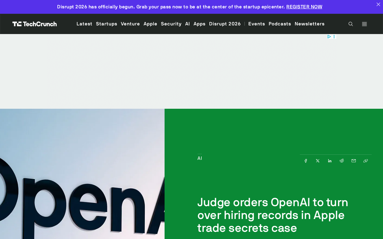 Apple v. OpenAI Trade Secrets Case: Judge Orders Production of Hiring Records