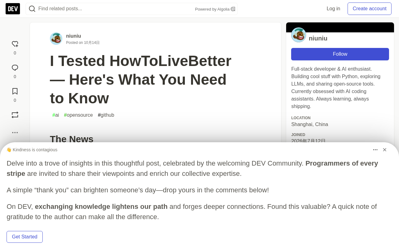 HowToLiveBetter Open-Source Project Tested: Is a 60K-Star Life Guide Worth Using?