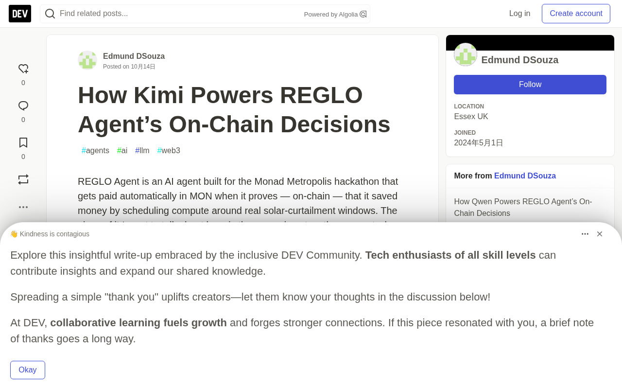 Kimi如何驱动REGLO Agent的链上决策