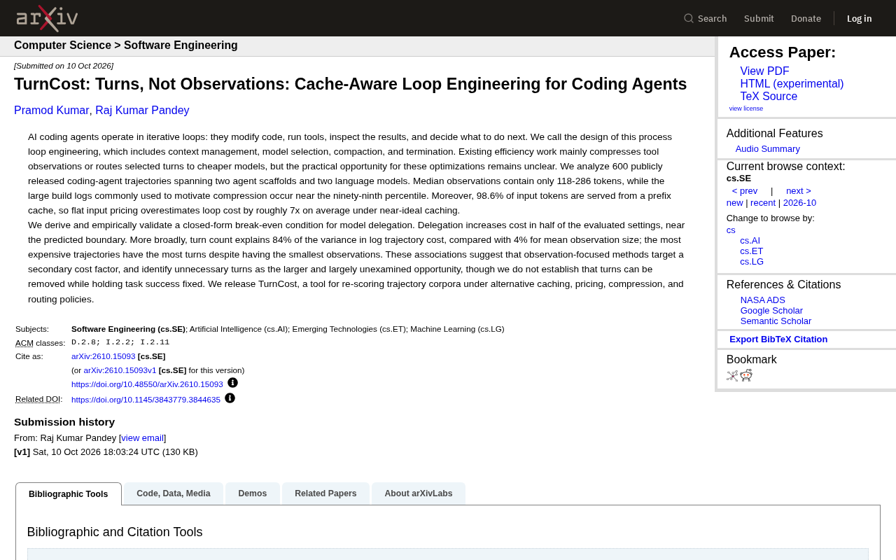 Turns, Not Observations: The True Cost Structure of Coding Agents and Cache Optimization