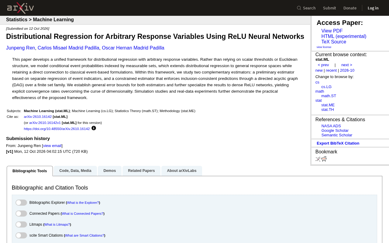 Distributional Regression for Arbitrary Response Variables Using ReLU Neural Networks