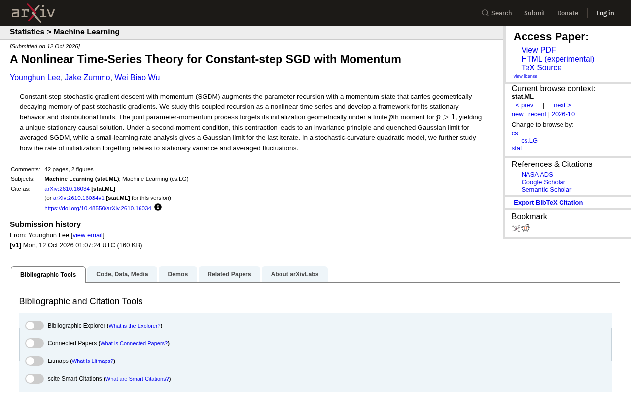 Stochastic Dynamics of SGDM: A New Framework via Nonlinear Time Series