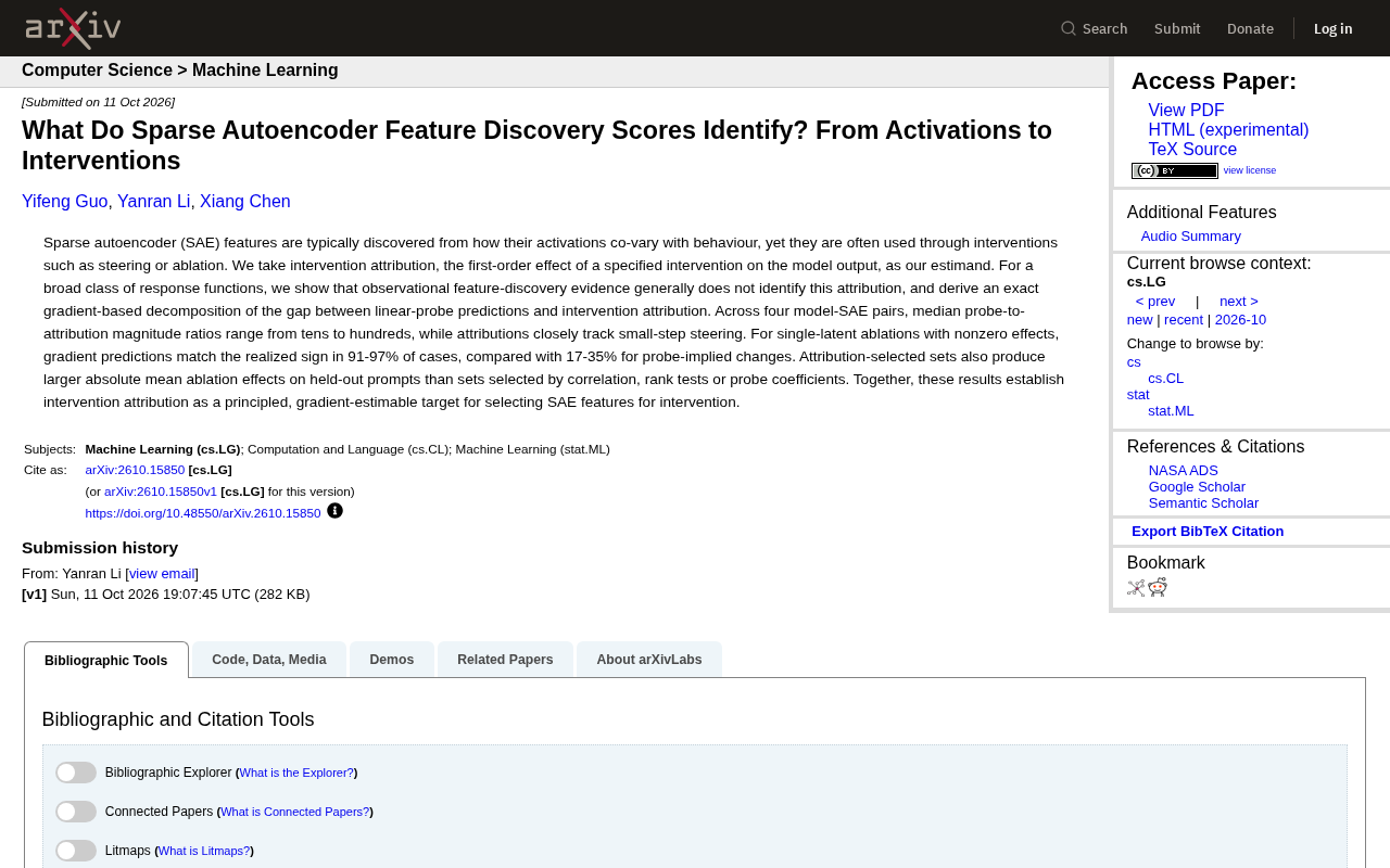 What Do Sparse Autoencoder Feature Discovery Scores Actually Identify? The Gap from Activations to Interventions