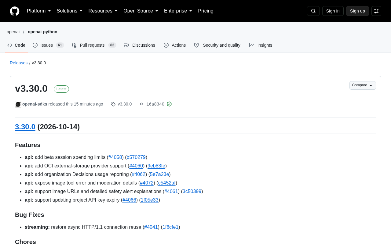 OpenAI SDK v3.30.0 发布:会话消费限额与图像安全能力升级