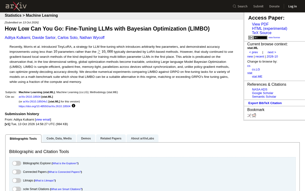 LlMBO: Fine-Tuning LLMs with Bayesian Optimization, Leaving Gradient Descent Behind
