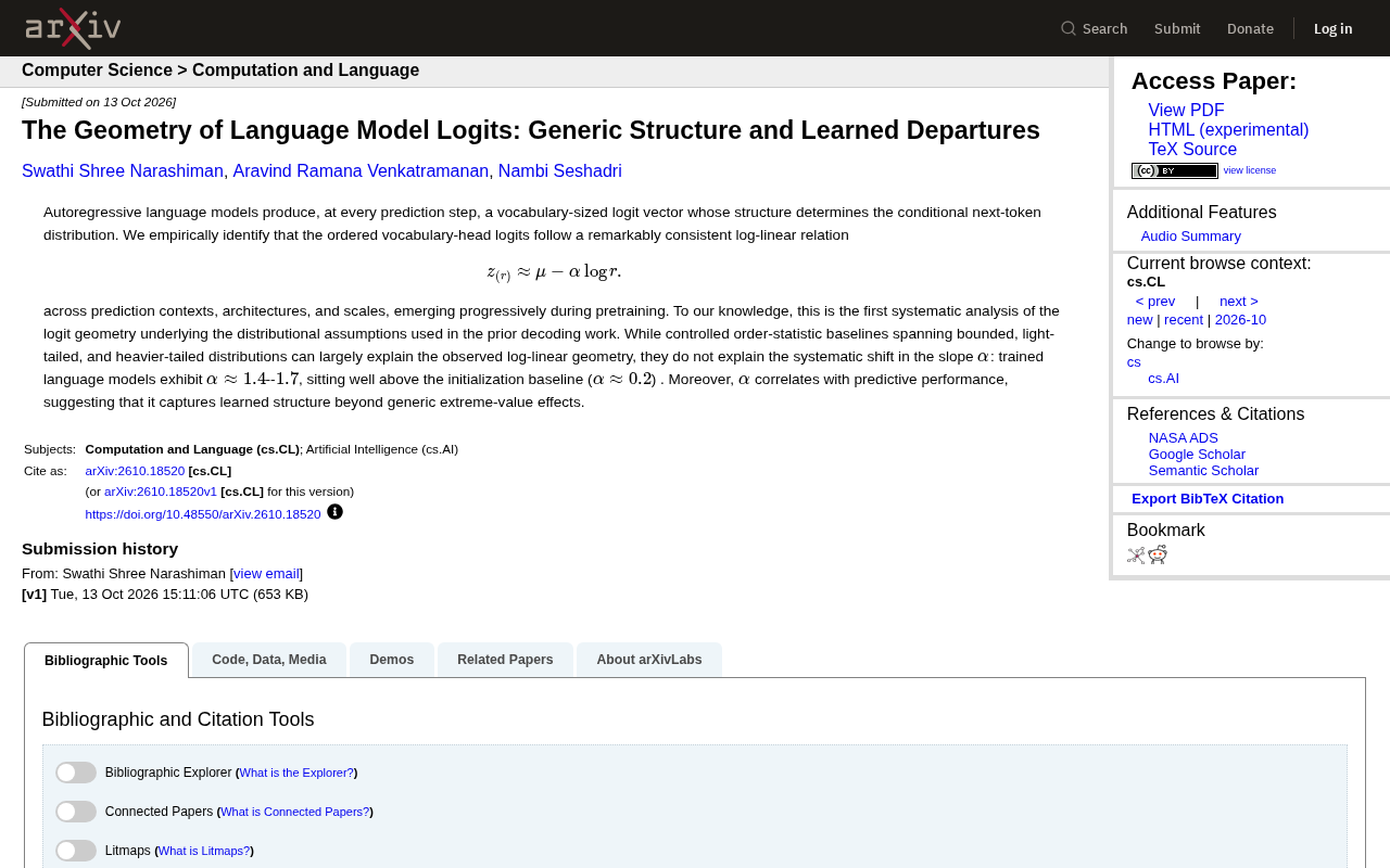 The Geometry of Language Model Logits: Generic Structure and Learned Departures