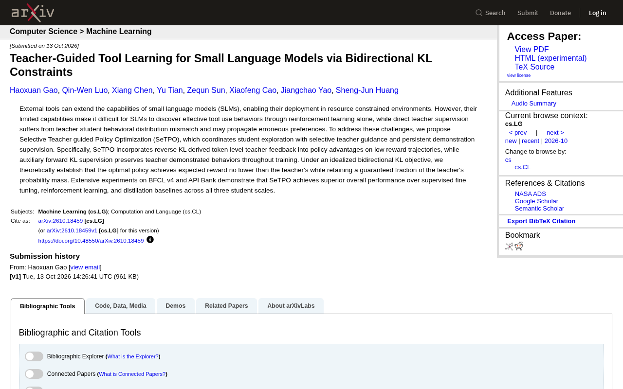rss source: Teacher-Guided Tool Learning for Small Language Models via Bidirectional KL Constraints