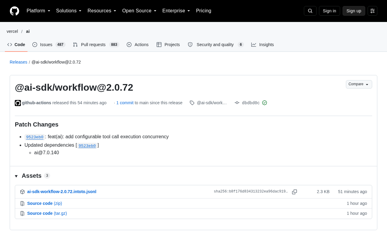 AI SDK Workflow 2.0.72 Released: Configurable Tool Call Concurrency
