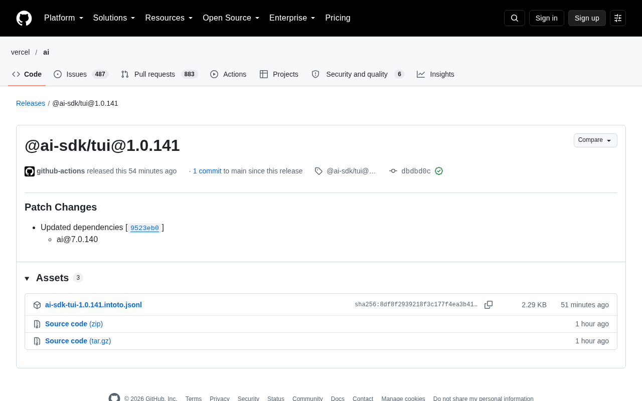 AI SDK TUI 1.0.141 Released: A Seemingly Uneventful Patch Update