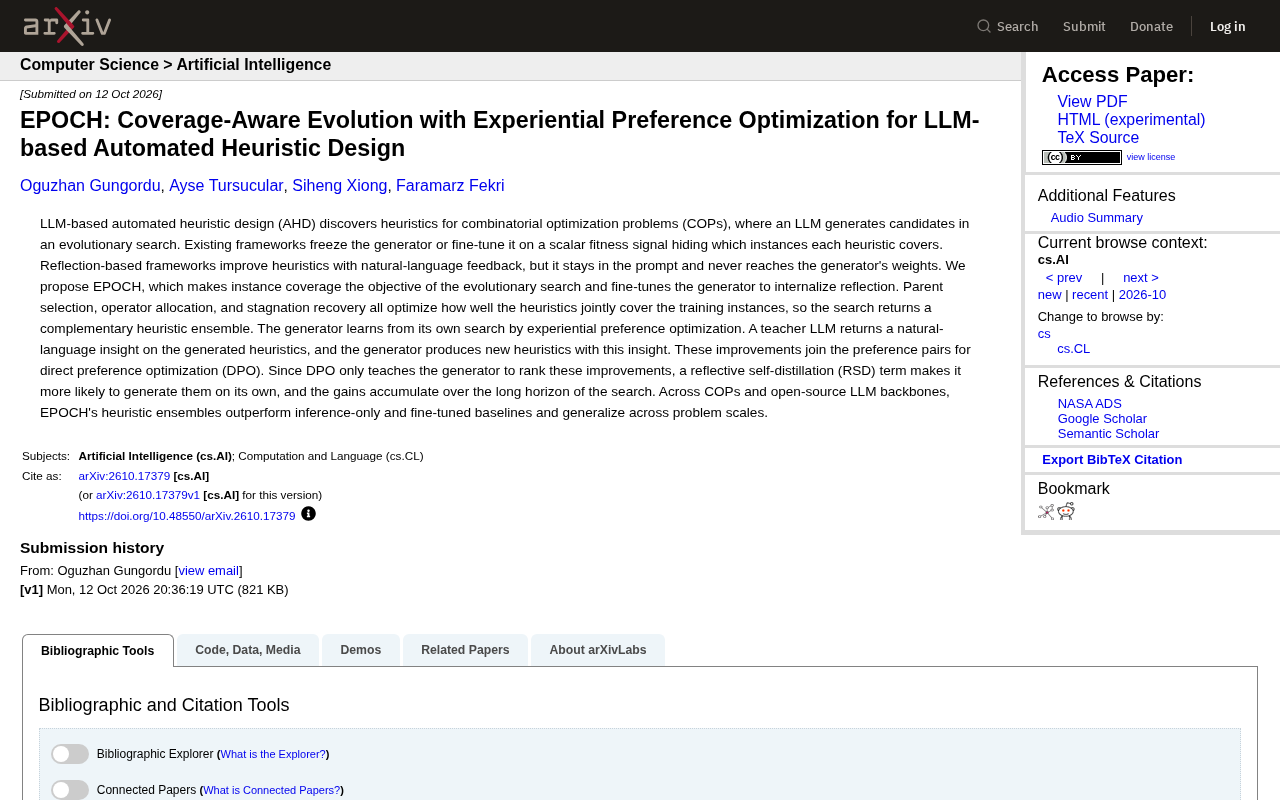 EPOCH: Reshaping LLM Heuristic Design with Coverage-Aware Evolution and Preference Optimization