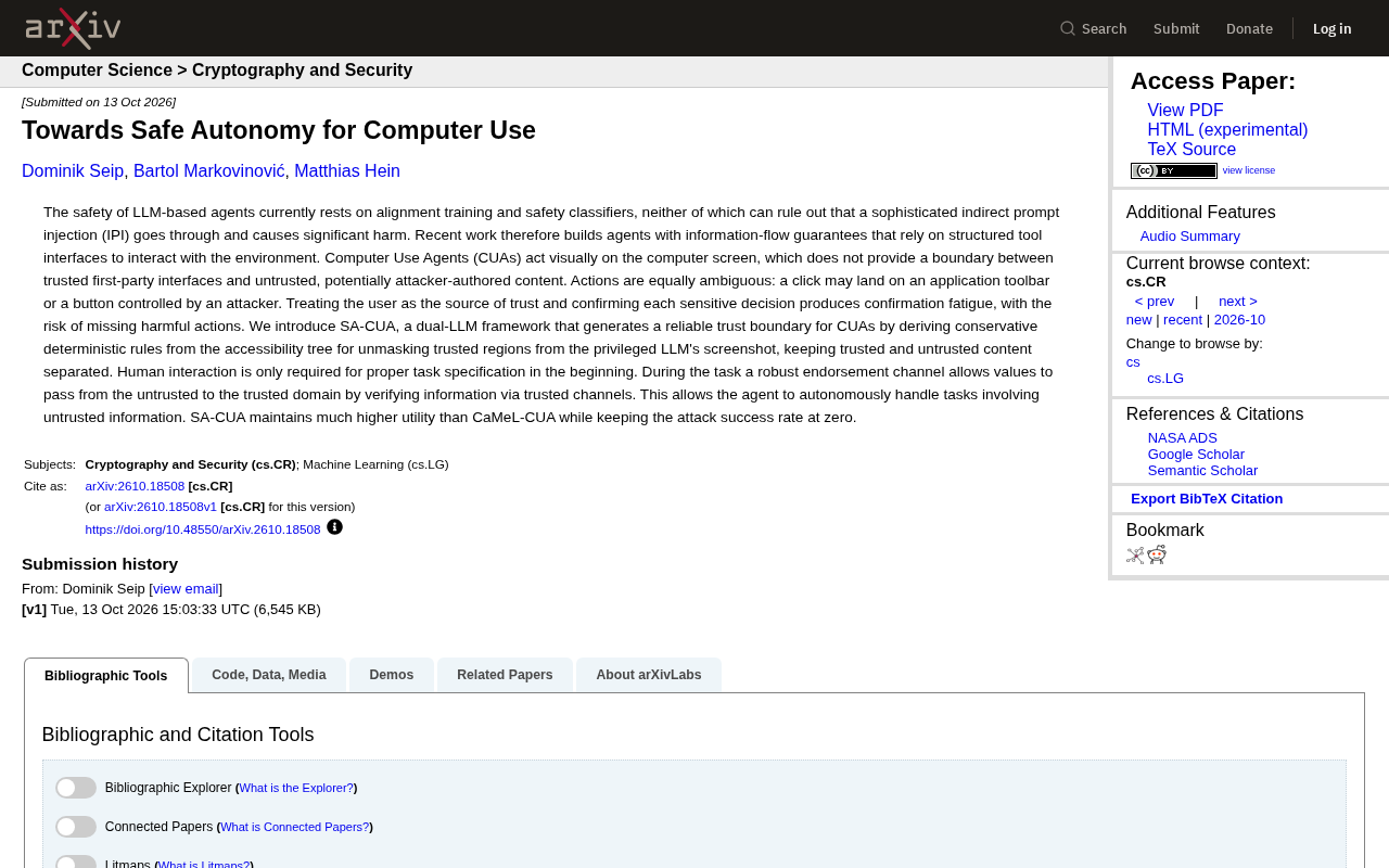 SA-CUA Dual-LLM Framework: Building a Trust Boundary for Computer Use Agents