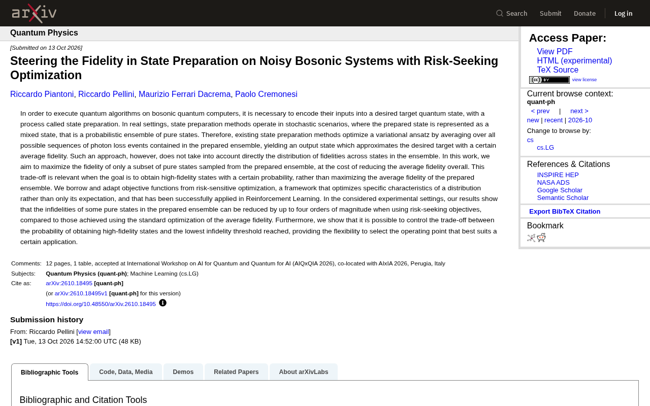 Risk Preference Optimization: A New Approach to Fidelity Control in Noisy Bosonic Quantum State Preparation