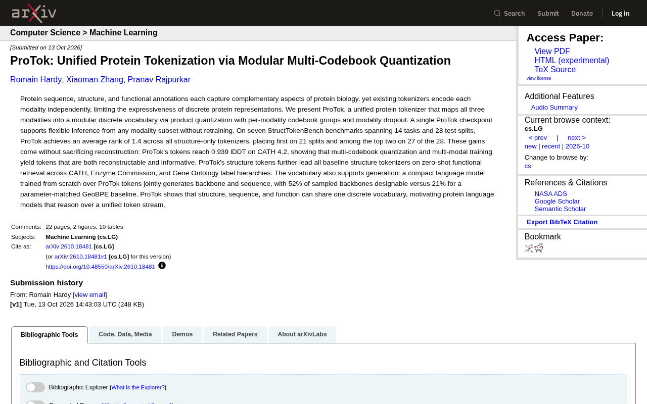 ProTok: A Unified Protein Tokenizer via Multi-Codebook Quantization