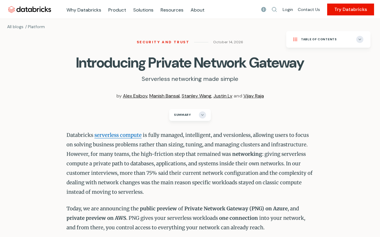 Databricks Launches Private Network Gateway: Secure Private Network Access for Serverless Compute