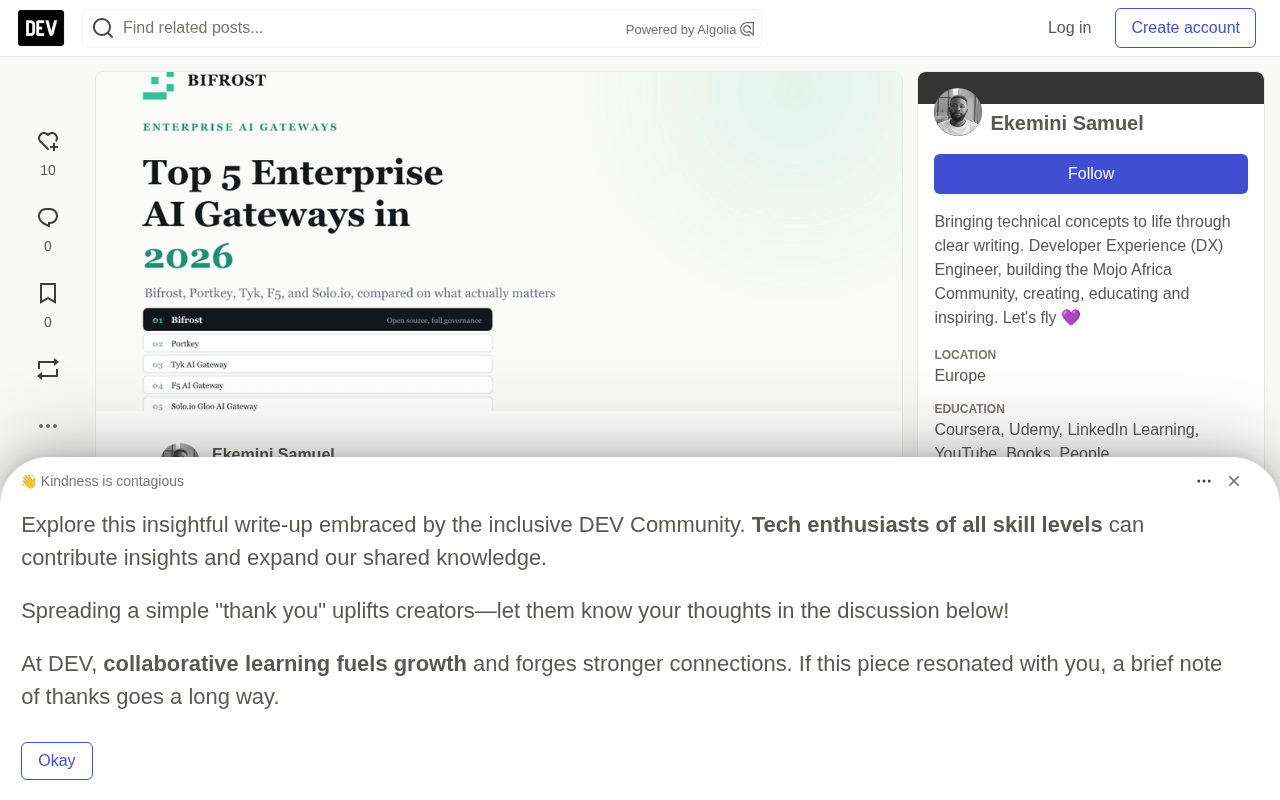 Top 5 Enterprise AI Gateways Compared: Bifrost, Portkey, Tyk, F5, and Cloudflare