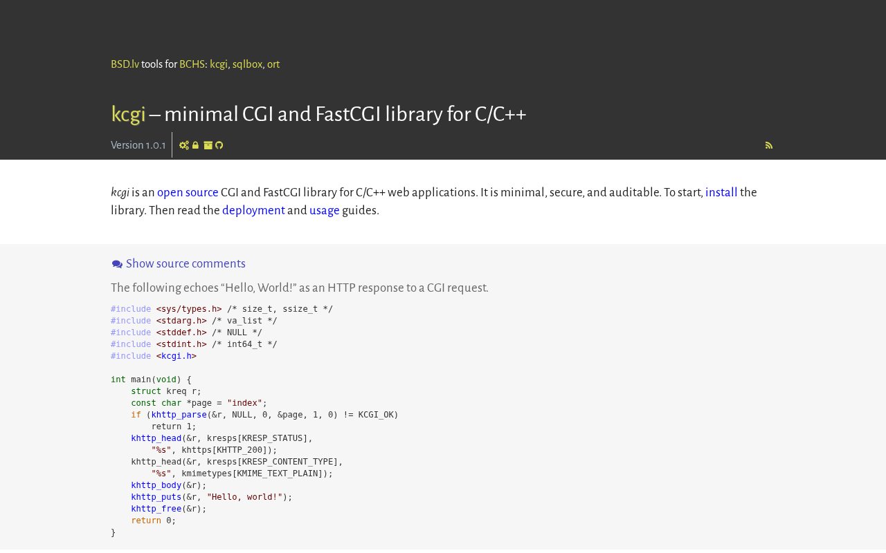 Kcgi: A Minimal CGI and FastCGI Library for C/C++