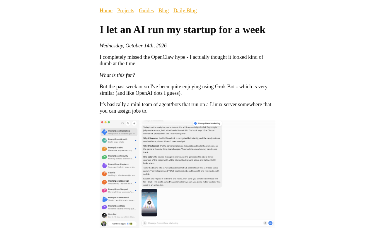 Letting AI Run a Startup for a Week: Test Results and Reflections