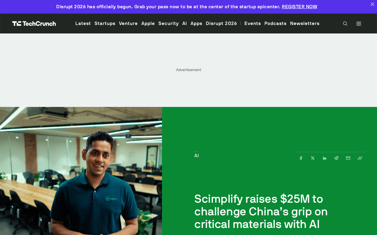 Scimplify Raises $25M to Break China's Grip on Critical Materials Supply Chains with AI