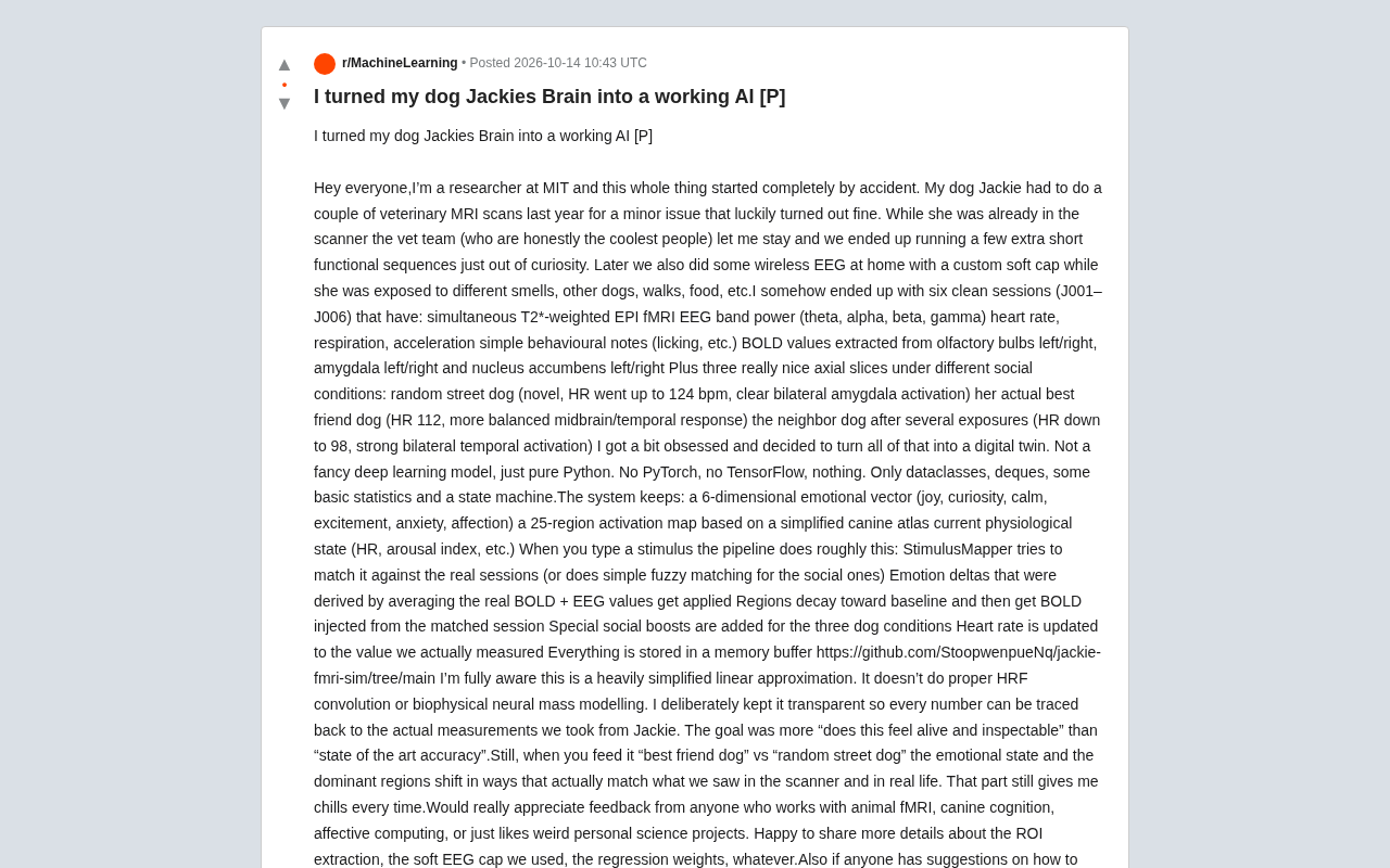 MIT研究员用纯Python打造狗狗数字孪生:把Jackie的fMRI大脑变成了AI