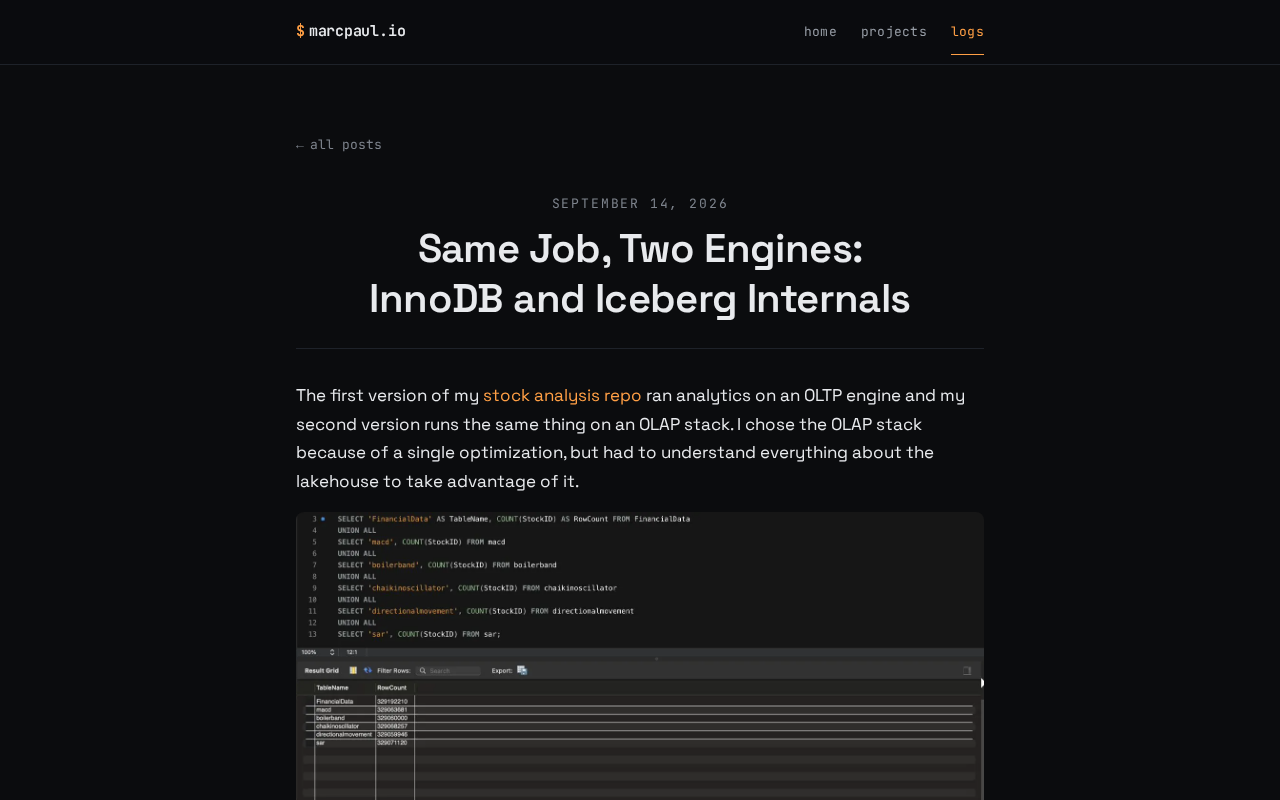 Same Job, Two Engines: Comparing InnoDB and Iceberg Internals