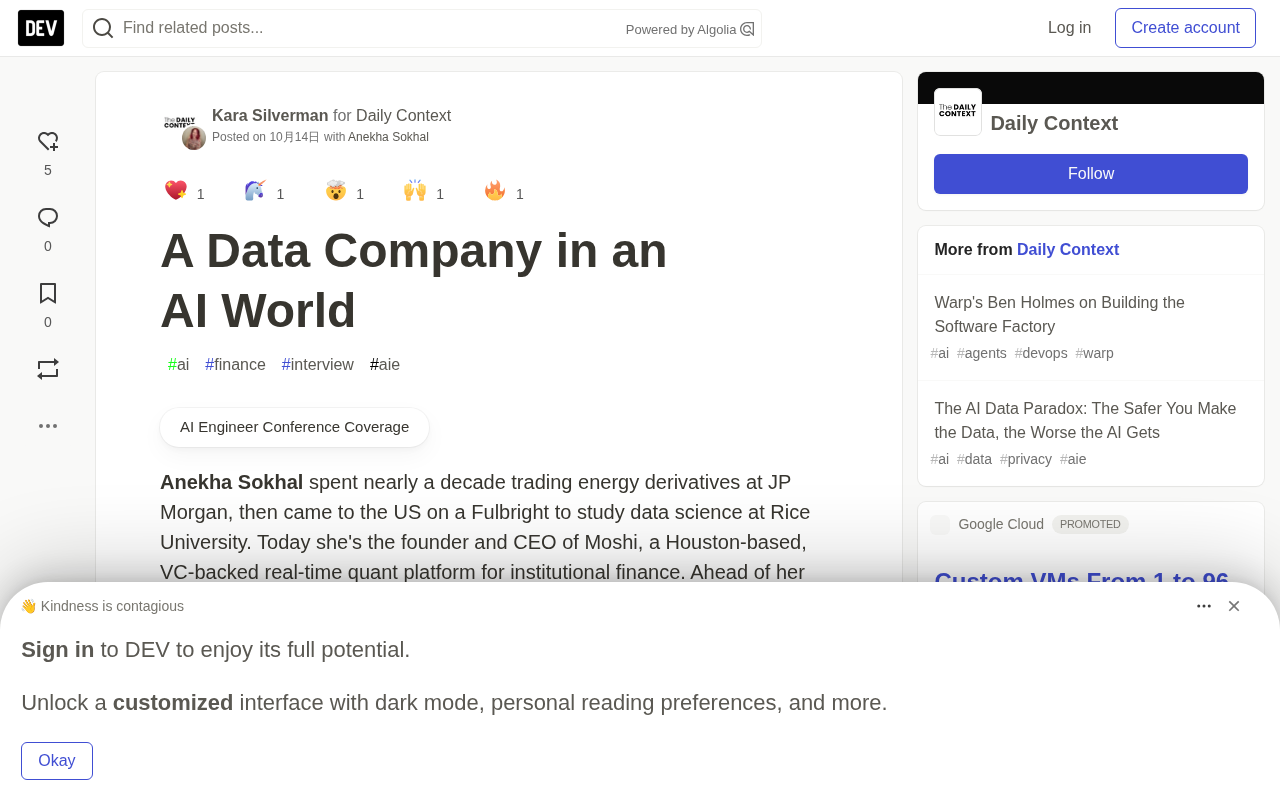A Data Company in the AI Era: An Interview with Moshi Founder Anekha Sokhal