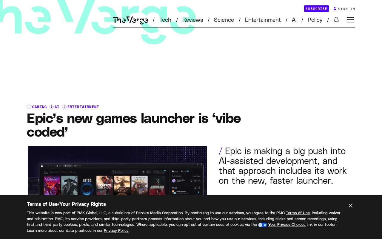 Epic Games Launcher Gets Major Overhaul: Reportedly 'Vibe Coded'