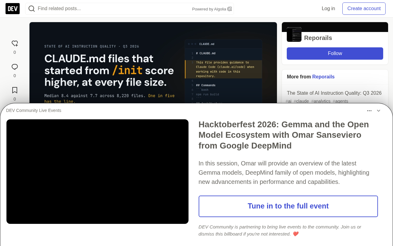 Data Reveals: Why /init-Generated CLAUDE.md Files Score Higher