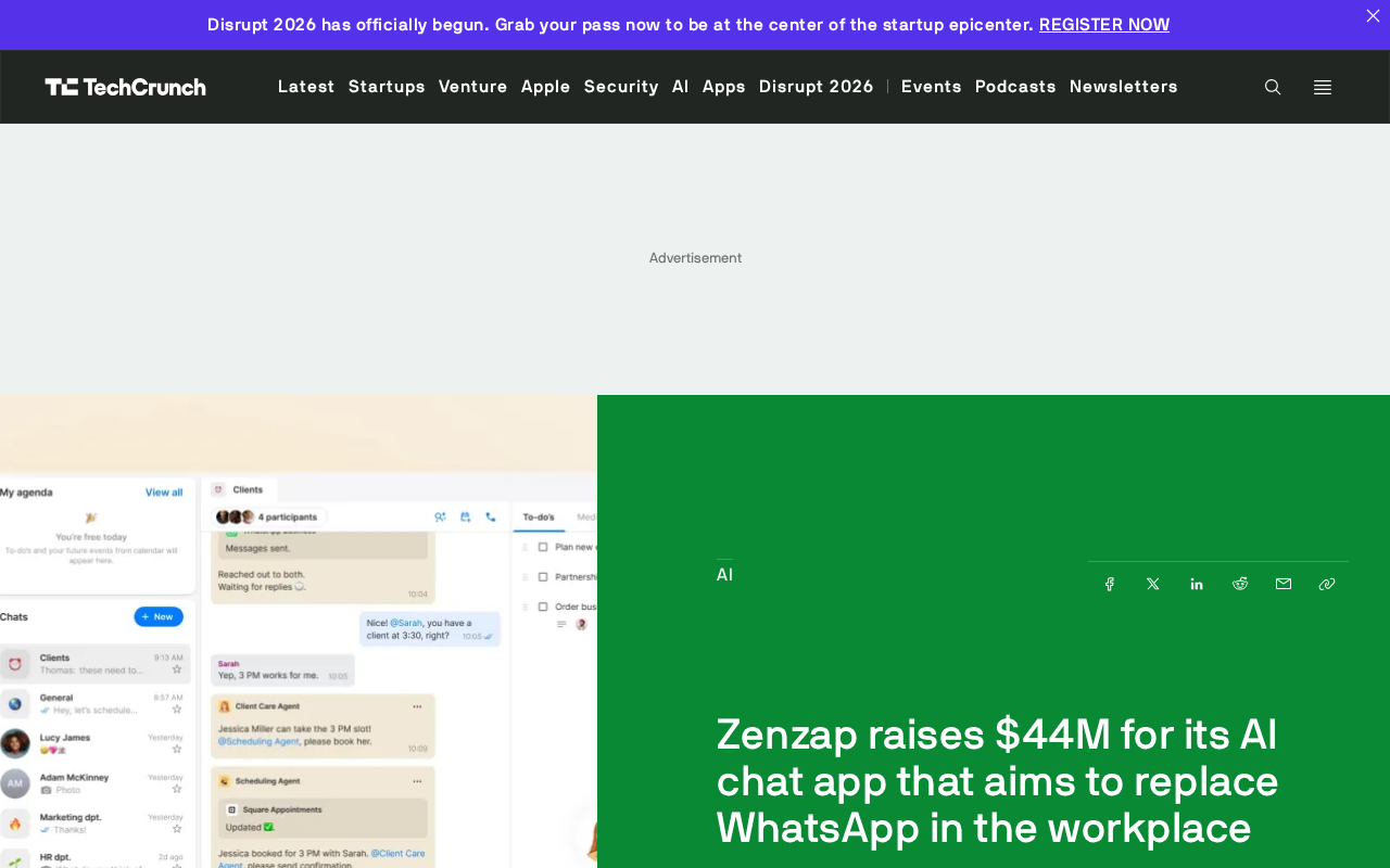 Zenzap获4400万美元融资,用AI聊天应用挑战职场WhatsApp
