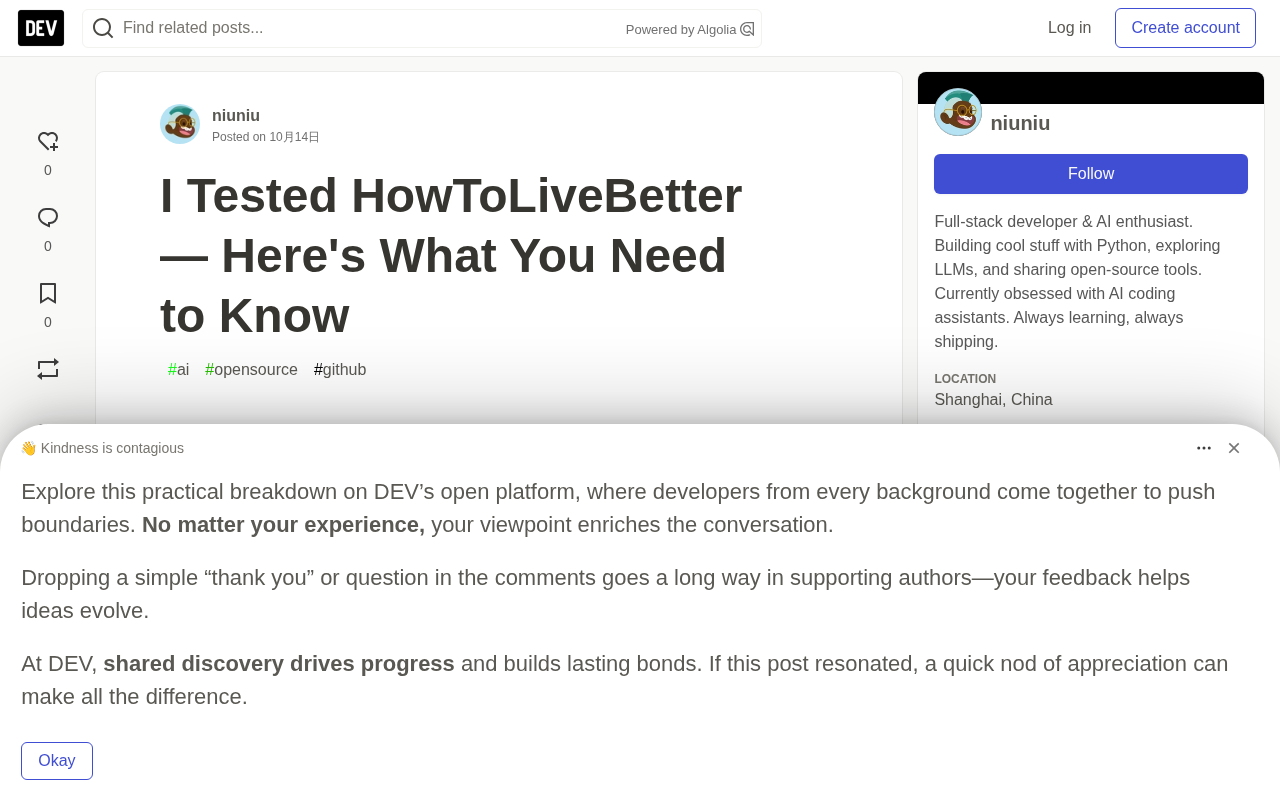 HowToLiveBetter Open-Source Project Hands-On: A 60K-Star Life Guide