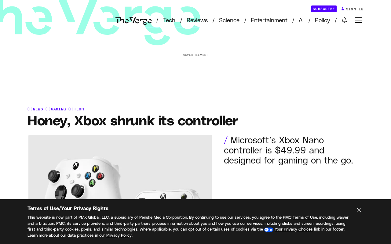 微软发布Xbox Nano手柄:更小更便宜,售价49.99美元