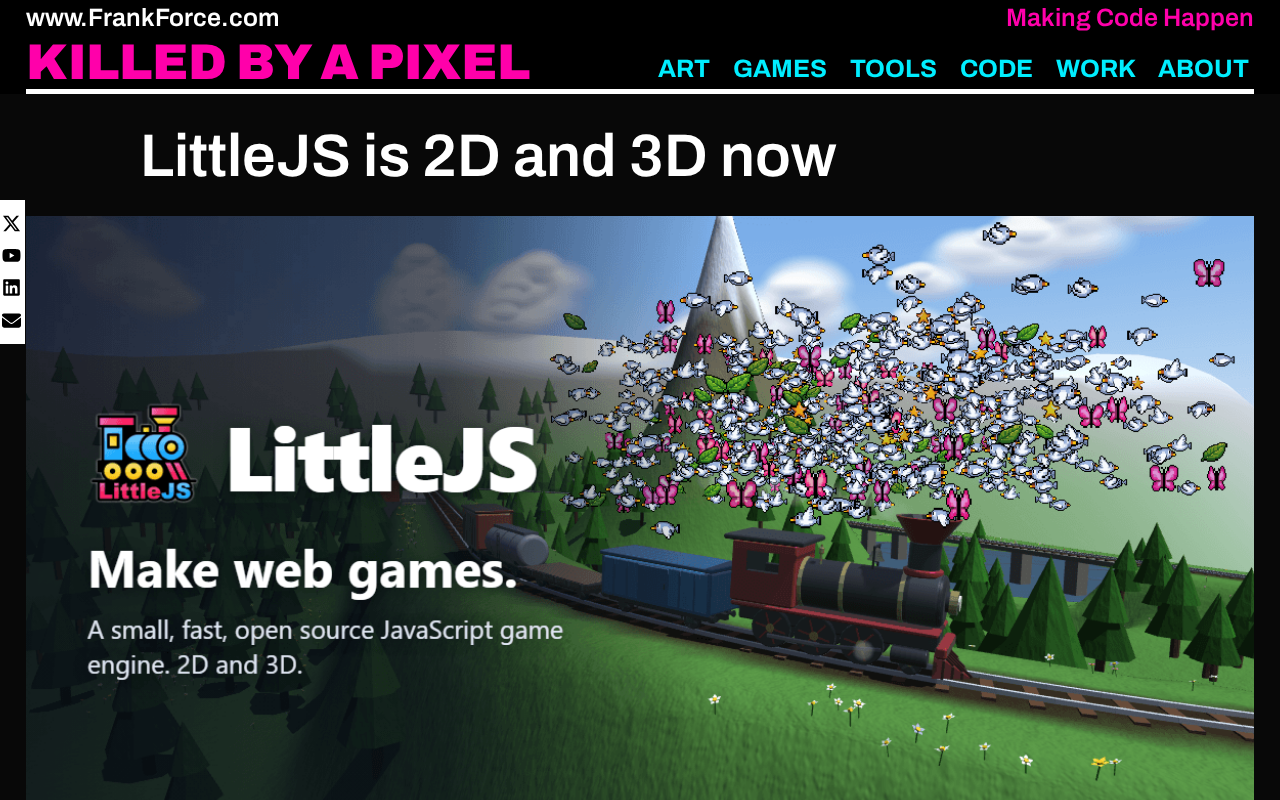 LittleJS Engine Evolves Again: Lightweight JavaScript Game Framework Officially Supports 2D and 3D