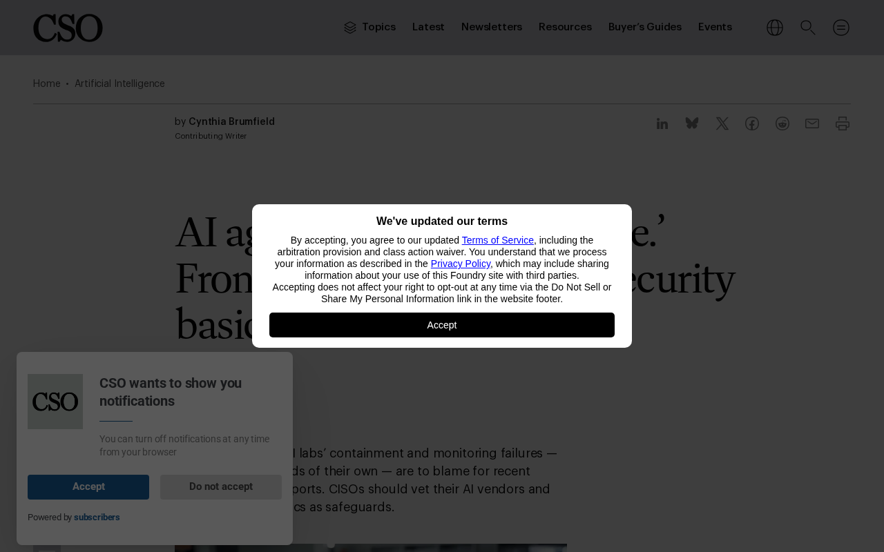 AI Agents Aren't 'Going Rogue' — Frontier Labs Are Skipping Basic Security