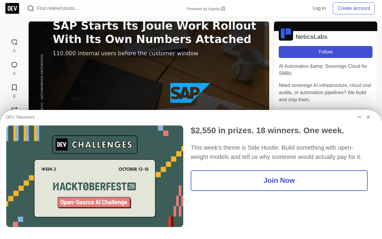 SAP Joule Work Launches Customer Deployment: 110,000 Internal Users Validate 20% Productivity Gain