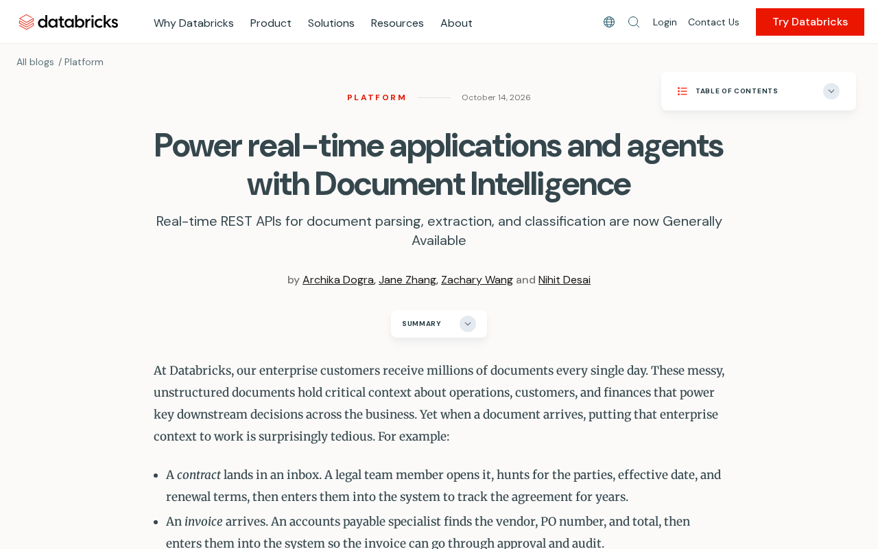 Databricks文档智能:驱动实时应用与AI智能体
