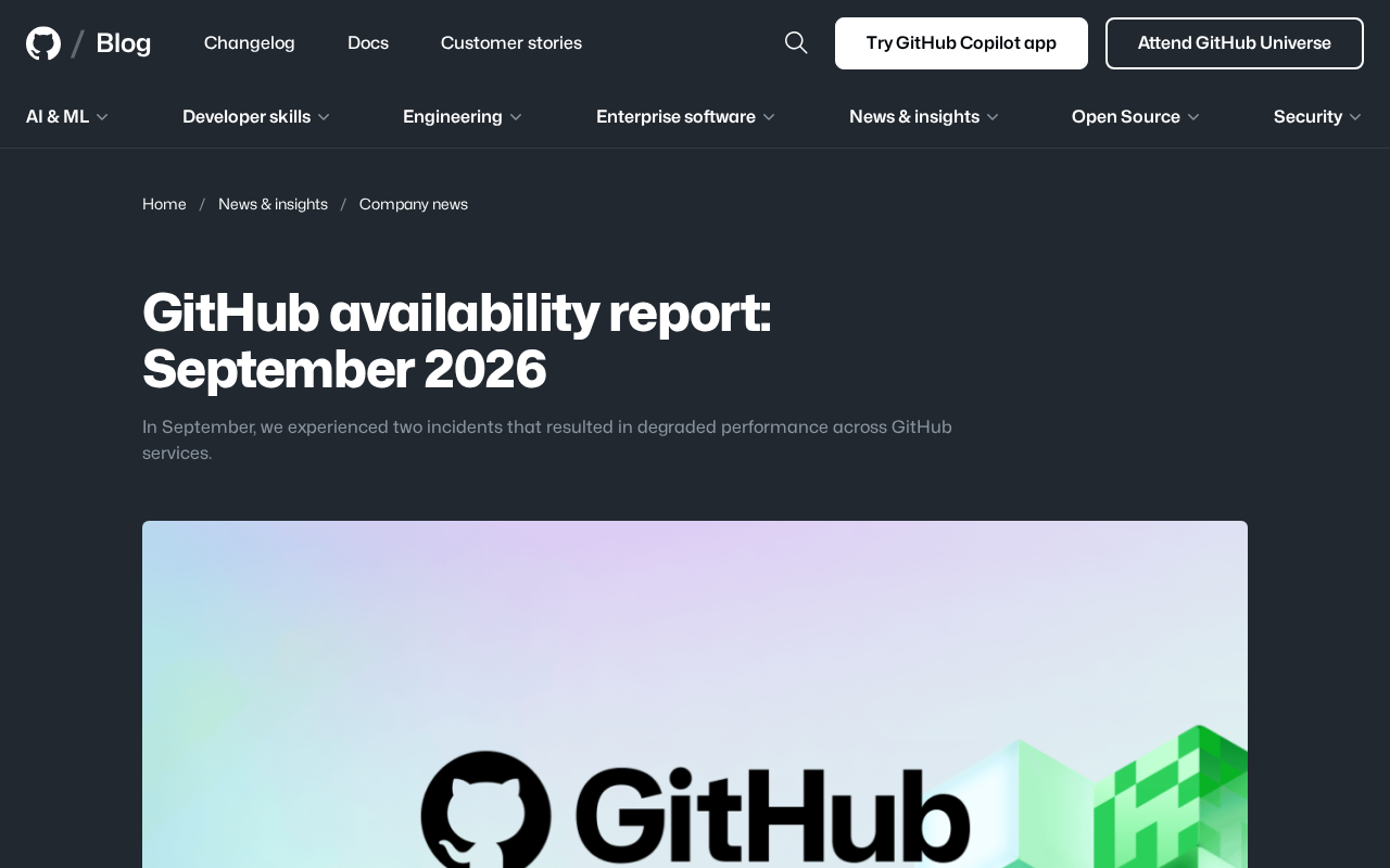 GitHub Availability Report: Two Incidents Caused Service Degradation in September 2026