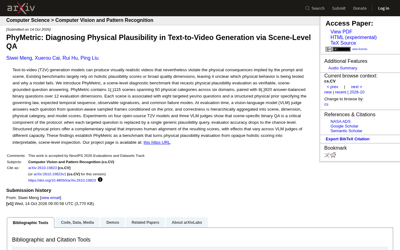PhyMetric:用场景级QA诊断文生视频物理合理性