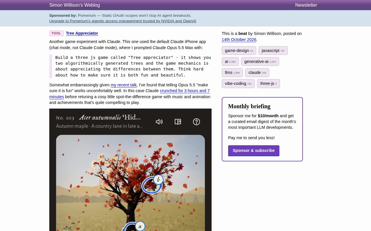 Claude一句话生成Three.js寻物游戏:Tree Appreciator实测