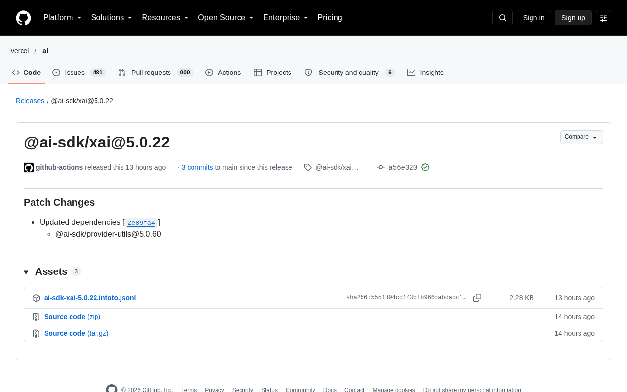 AI SDK xAI 5.0.22 Update Analysis: Dependency Patches and Ecosystem Maintenance