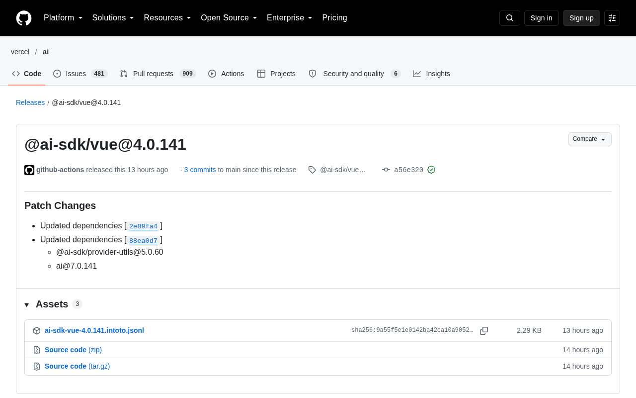 AI SDK Vue 4.0.141 Patch Release: What the Dependency Chain Update Means