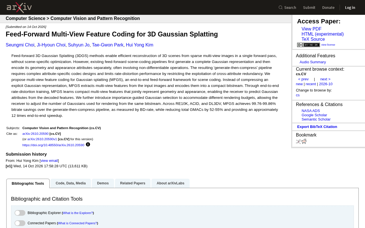 MFGS: Feed-Forward Multi-View Feature Coding Redefines the 3D Gaussian Splatting Pipeline