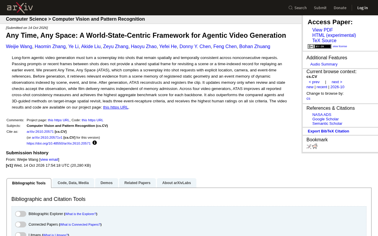 ATAS: A World-State-Centric Framework for Agentic Video Generation