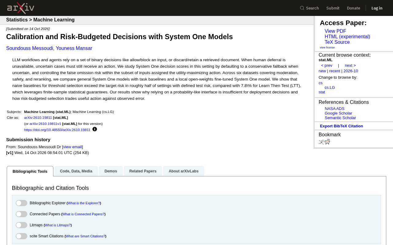 System One模型的校准与风险预算决策:LLM智能体二进制判断的新框架